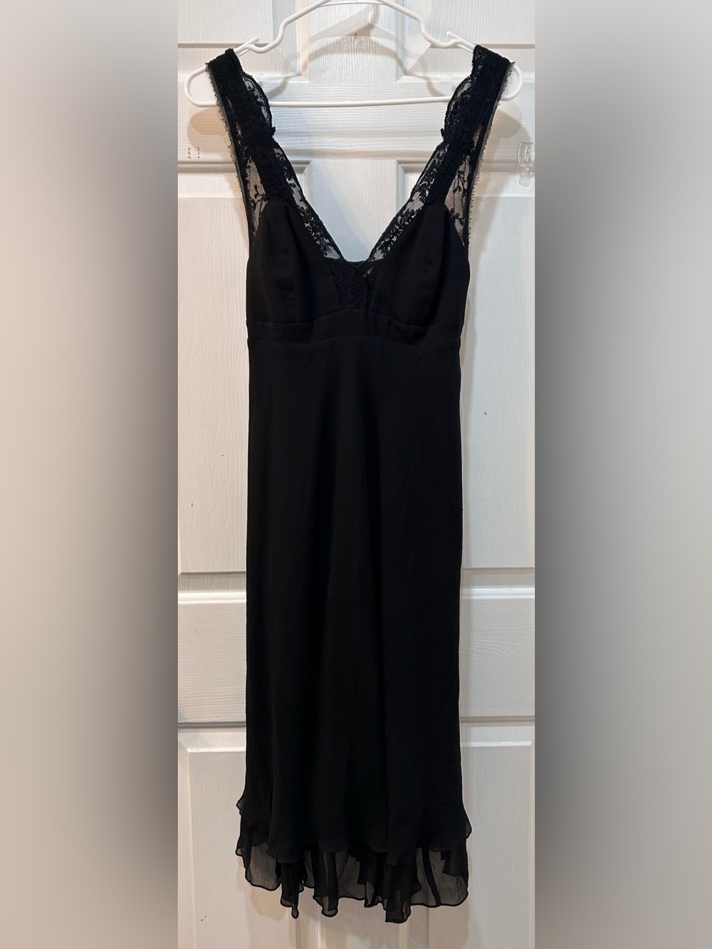 NWT La Redoute Creation 100% Silk Strappy Black Dress Size 4 Tiered Luxury LBD